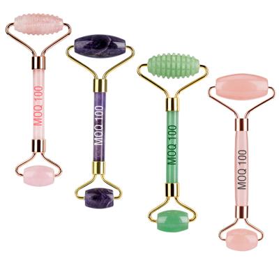 China Whitening Therapy High Quality Handheld Nephrite Quartz Rose Jade Roller For Face for sale