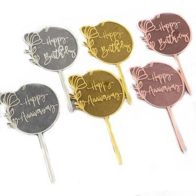 China Festival Decoration Happy Birthday Acrylic Cake Toppers For Party Supplies Cupcake Happy Birthday Cake Baking Snap Acrylic Toppers for sale