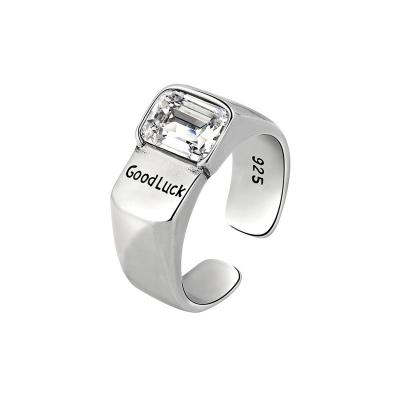 China Office/Career Best Selling Fashionable Letter Crystal Silver Plated Ring For Women Shiny Promotion Jewelry Good Luck Non Fade for sale