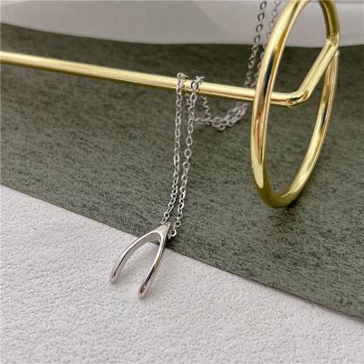 China Unique Fashion Design Spoon Fork Pendant With Zircon Women's Accessories 925 Sterling Silver Chain Jewelry Necklace for sale