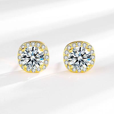 China Hot Selling Trendy Trendy Round CZ Zircon Shiny 925 Star Needle Silver Ladies Stud Earrings Jewelry For Women Anti Allergy for sale