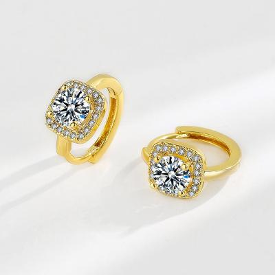 China FASHIONABLE Hot Sale Jewelry For Women Shiny Silver Female Star 925 Needle CZ Zircon Anti Square Stud Earrings Women Allergy Gifts for sale