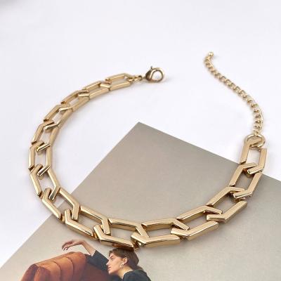 China TRENDY Fashion Gold Square Link Chain Necklace18k Cuban Link Chain Choker Necklace for Hip Hop Girls for sale