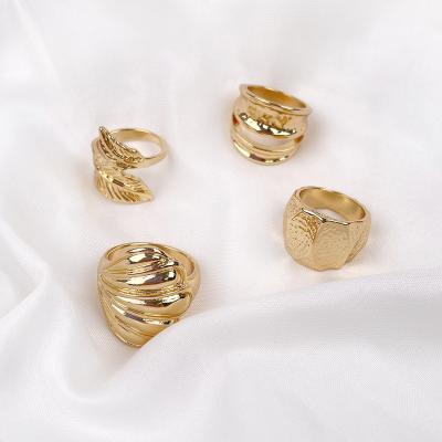 China Alloy Ring KITI New Arrival Shell Leaf Shape Design Gold Plated Jewelry Multiple Irregular Graphics Ring for sale