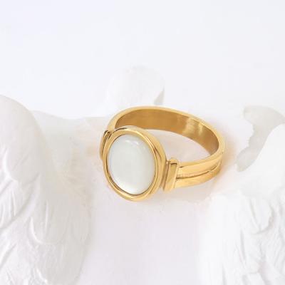 China FASHIONABLE High Quality Titanium Steel Case Ring 18K Gold Plated Different Size Sea Shell Rings For Women for sale