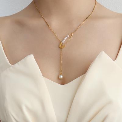 China KITI Tassel Clavicle Chain Titanium Steel Natural Freshwater Pearl Necklace Small Accessories FASHIONABLE Design for sale