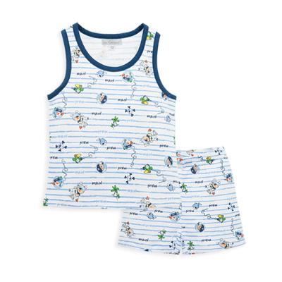 China 2018 casual 100% cotton pirate baby boy clothes pant set and coated sleeveless infant clothes set for sale