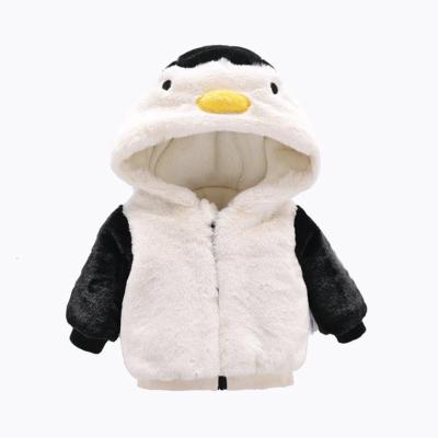 China 2019 Cotton Children Boy Coat Outdoor Winter Thicken Velvet Clothes Penguin Style Hooded Fashion Clothes for sale