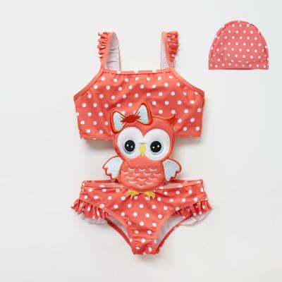 China High Quality QUICK DRY Little Kids Girls Swimwear Cartoon One Piece Swimsuit With Swimming Hat for sale