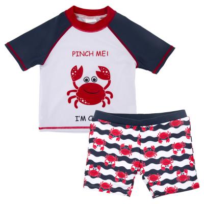 China Viable Wholesale Kids Swimwear Cover Up Swimsuit Boy Cartoon Printing Short Sleeve Anti UV for sale