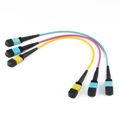 China OS2 OM3 OM4 8 12 24 Cores Fiber Optic MTP MPO Cable MPO Cables for sale