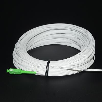 China FTTH Fiber Optic Drop Cable White Color G657A1 SC/APC Pigtail for sale