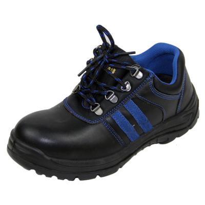 China Anti-static black shiny leather blue with reflective brand sports safety shoes breathable steel toe anti-crush safety shoes for sale