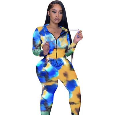 China Breathable fashionable abstract floral print bodycon TG45 2021 two piece sets women sets two piece two piece for sale