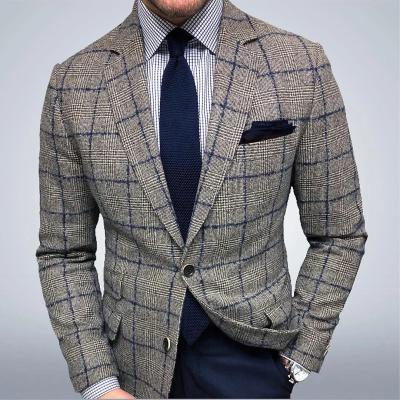 China TG042 High Quality Breathable Business Man Suits Woven Blazer Man Plus Size Casual Plaid Suit Jacket Man for sale