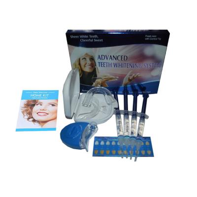 China Dental Beauty Salon Clinic 4pcs Gel Syringe Aluminum Bag Carton Box Package Teeth Whitening Gel Kit 35%hp 44%cp With Led Light for sale