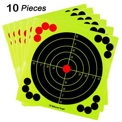 China 12inch Nylon Adhesive Target Fluorescent Paper Targets For Firearm/Rifle Gun/Pistol/Airsoft/BB/Pellet Gun for sale