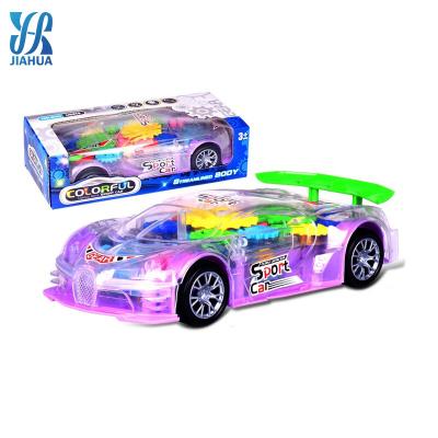 China Electric children's music car concept battery flashing light carry universal universal speed toy car transparent flashing light net currents for sale