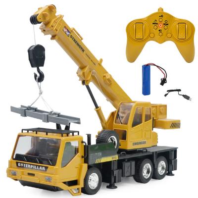 China RC Truck Remote Control Crane Hobby Construction Simulation Engineering Crane Children's Toy Rechargeable Remote Control Lifting Model for sale