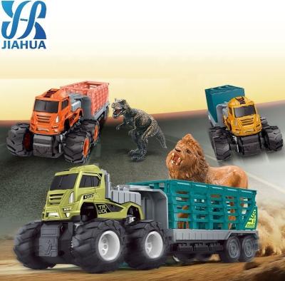 China Toy Plastic Assemble Dinosaur Die Cast Transport Diecast Truck Toys Monster Wild Animal Model Figures Toy Sets for sale