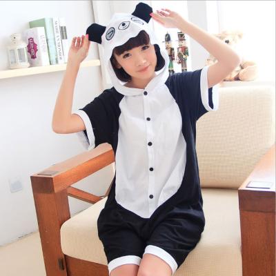 China Cute short version panda household toiletry cotton lovers pajamas men and women summer sleeves cartoon breathable anime pajamas body for sale