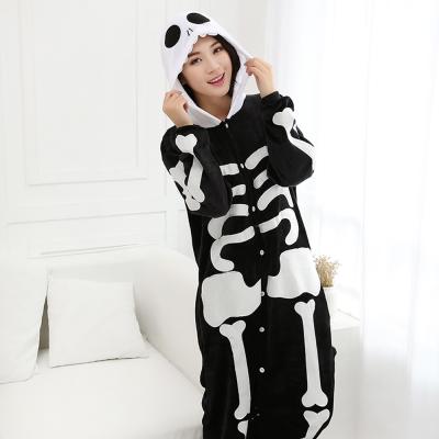 China Breathable Flannel Onesie Skull Pajamas Women Adult Sets for sale