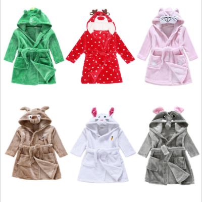 China Baby Bathrobe Baby Bathrobe Pajamas Baby Home Wear Cartoon Children Flannel Bathrobe Animal Modeling Clothes for sale