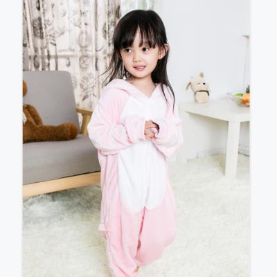 China New children's one-piece animal pink pajamas animal dinosaur flannel cartoon pajamas thermal home wear for sale