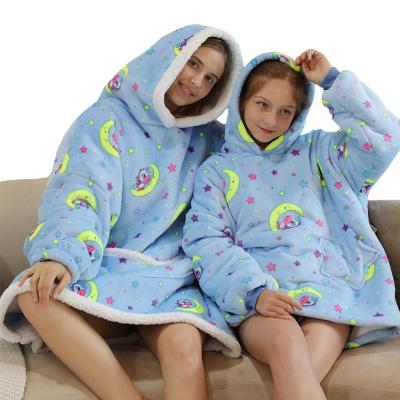 China Unicorn Sleepwear QUICK DRY For Girls Family Look Homewear Plush Fleece Oversized Sherpa Blanket, If You Need Hoodie Two, Please Order Two for sale