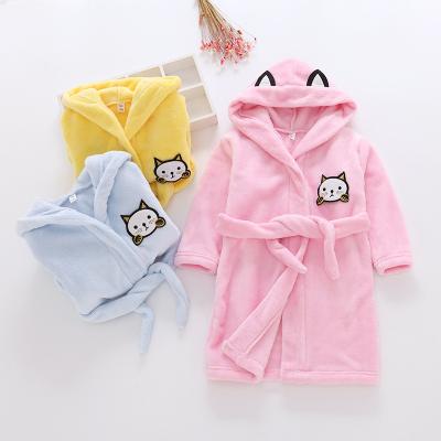 China Thermal Children's Flannel Fleece Pajama Bathrobe Orange For Kid for sale