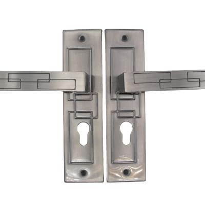 China Aluminum Plate Iron Aluminum Door Handle Door Lock Exterior With Key Mortise Lock Sets 40Mm Backset for sale