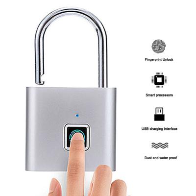 China Security Luggage Lock Zinc Alloy Waterproof Fingerprint Padlock With USB Cable for sale