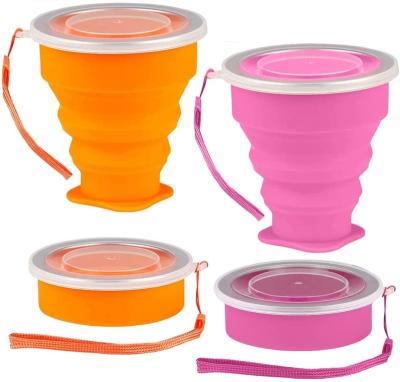 China FREE SAMPLE Collapsible Cup Portable Silicone Stocked Collapsible Cup With Lids Colorful Expanding Folding Cup For Travel Camping Increasing H for sale