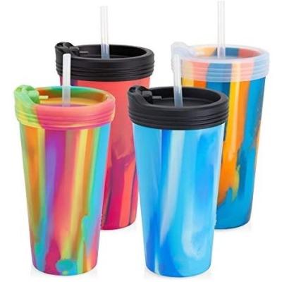 China FREE SAMPLE Silicone Ounce Stocked Tumbler Cup With Lid And Straw Unbreakable Reusable And Versatile For Travel Hiking Camping for sale