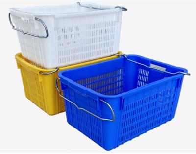 China Mesh Fruit Folding Basket Vegetable Turnover Ventilate Folding Plastic Collapsible Storage Stackable Collapsible Crates for sale