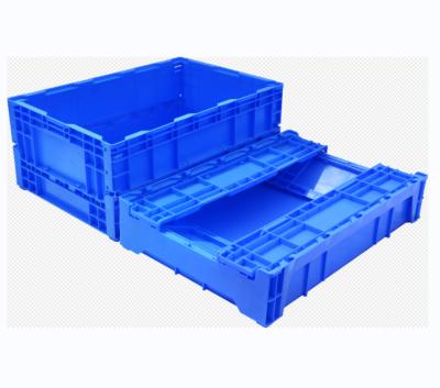 China Solid Box straight wall heavy duty plastic stackable collapsible folding crate container crates with solid bottom Crate for sale