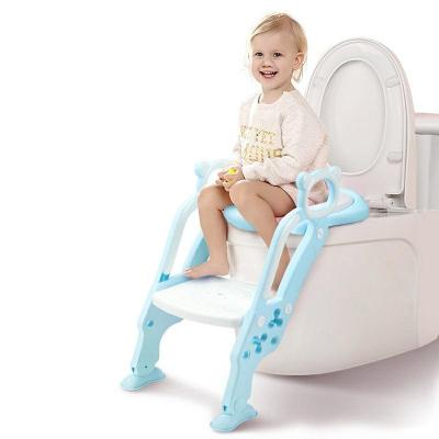 China Toilet Trainer Foldable Potty Training Toilet Seat with Step Stool Ladder for Boys and Girls Baby Potty Chair with Handles for sale