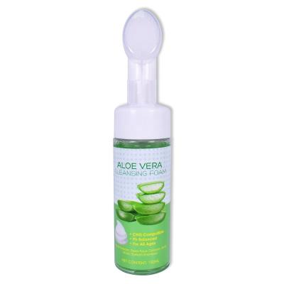 China Acne Treatment OEM Manufacturer Organic Aloe Vera Foam Facial Cleanser Whitening Skin Firming Control With Massage Brush for sale