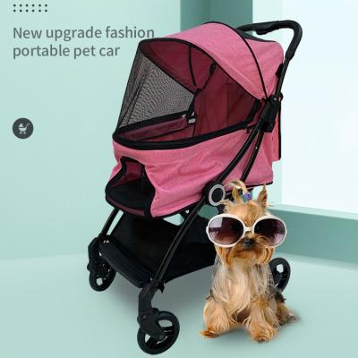 China Dogs/Cats Leather Compact Folding 3 in 1 Dog Carrier Stroller Pet Stroller for sale