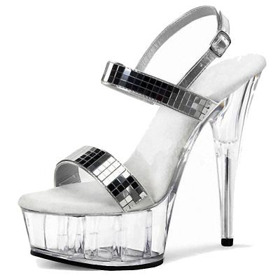 China CUSHIONING new 15 cm elegant silver stiletto dance high heels model fashion sandals summer size women's sandals for sale