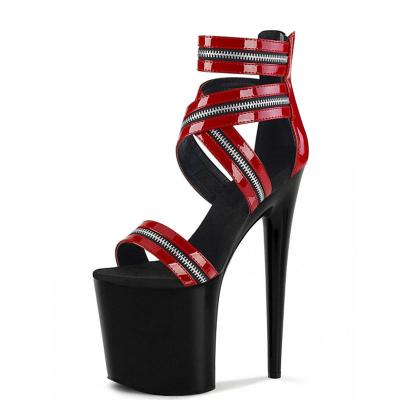 China CUSHIONING 20 cm High-heeled summer high-heeled shoes pole dancing summer high-heeled shoes fashion show platform fashion sandals gothic toe stripper shoes for sale