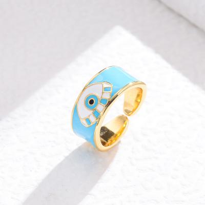 China FASHIONABLE Gold Plated Eye Ring Chunky Enamel Rings Jewelry Women Non Tarnish Jewelry for sale