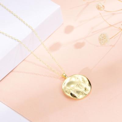 China 925 Sterling Silver Environmental Friendly Necklace Coin Dangle 14K Gold Plated Necklace For Couples Party Jewelry for sale