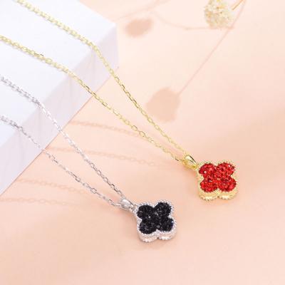 China Fashion Lucky Clover Necklace Delicate Lead Free Nickel Free Double Side Colors Pendant Necklace Female Jewelry for sale