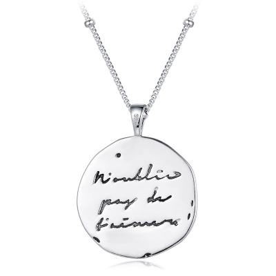 China Charm Chain Necklace 925 Sterling Silver Engraved Message Letter Environmental Friendly Personalized Pendant Necklace for sale