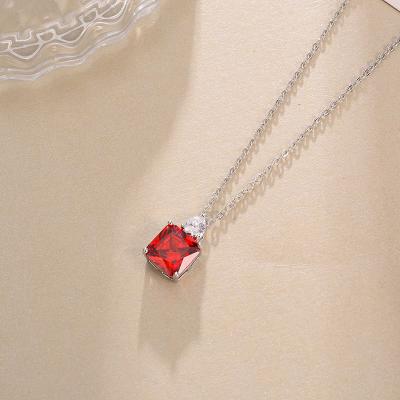 China Environmental Friendly Exquisite Square Zirconia Gift Jewelry Women Heart Shape Yellow CZ Pendant Necklace for sale