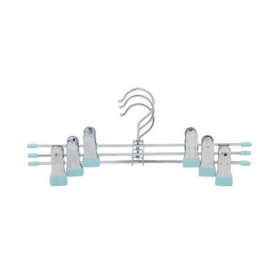 China Eco - Friendly Material Natural Metal Pants Hangers With Smooth Metal Clips Skirts Hangers for sale