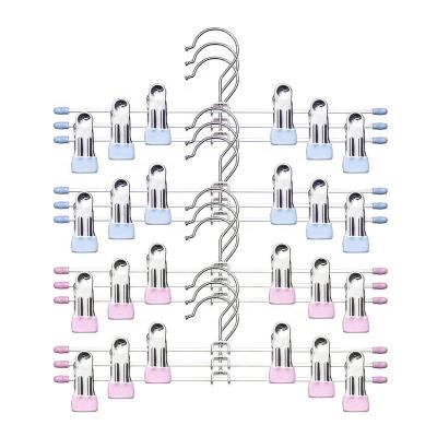 China Trace Free Metal Skirt Pants Hangers Eco-Friendly Material Strong Clip Space Saving Heavy Duty Laundry Hanger for sale