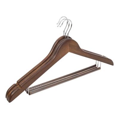 China Eco-friendly Adult Smart Glossy Wooden Suit Hanger With Logo Natural Hangers Wooden for sale