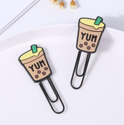 China Cute School PVC Cartoon Holder Customs Office Paper Clip Decorative Soft Rubber Paper Clip for sale